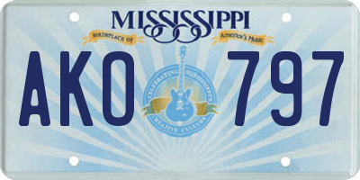 MS license plate AKO797