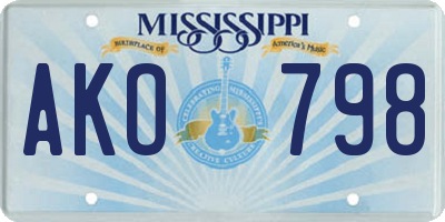 MS license plate AKO798