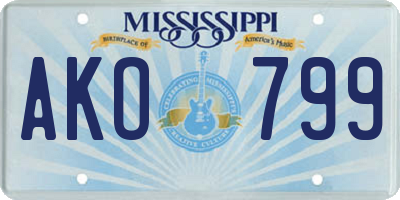 MS license plate AKO799