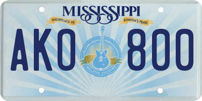 MS license plate AKO800