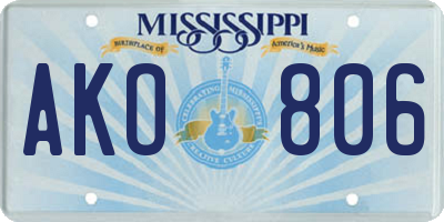 MS license plate AKO806