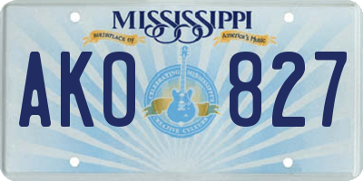 MS license plate AKO827