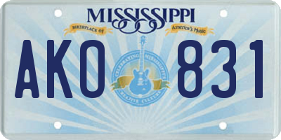 MS license plate AKO831