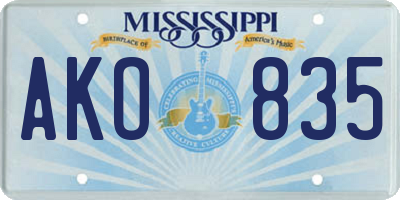 MS license plate AKO835