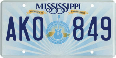 MS license plate AKO849