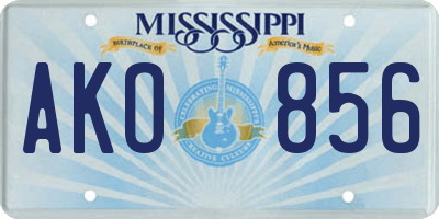MS license plate AKO856
