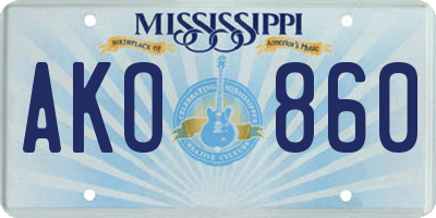 MS license plate AKO860