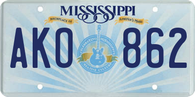 MS license plate AKO862
