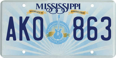 MS license plate AKO863