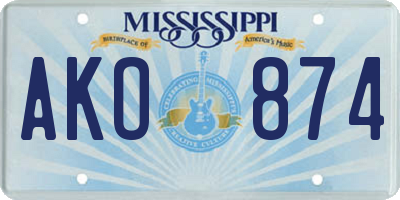 MS license plate AKO874