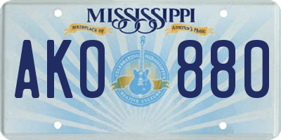 MS license plate AKO880