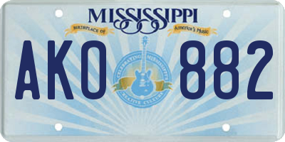 MS license plate AKO882