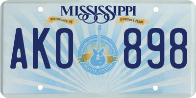 MS license plate AKO898