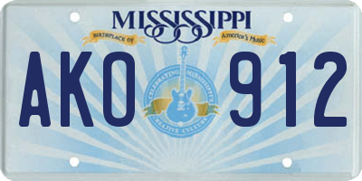MS license plate AKO912