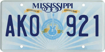MS license plate AKO921