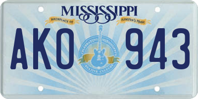 MS license plate AKO943