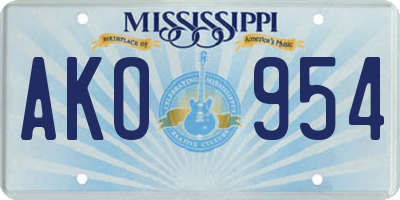 MS license plate AKO954