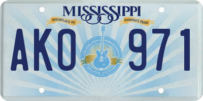 MS license plate AKO971
