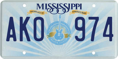 MS license plate AKO974