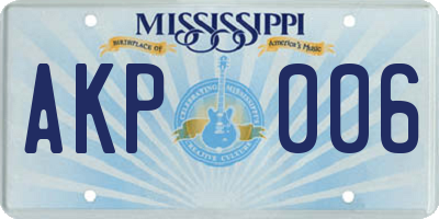MS license plate AKP006
