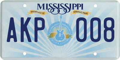 MS license plate AKP008