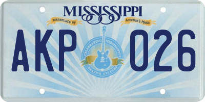 MS license plate AKP026