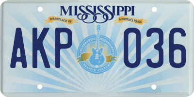 MS license plate AKP036