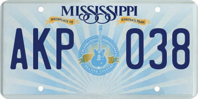 MS license plate AKP038