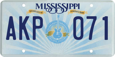 MS license plate AKP071
