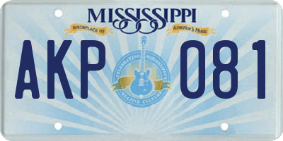 MS license plate AKP081
