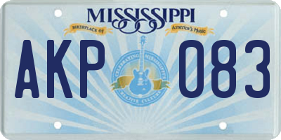 MS license plate AKP083