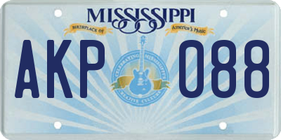 MS license plate AKP088