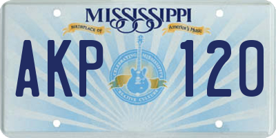 MS license plate AKP120