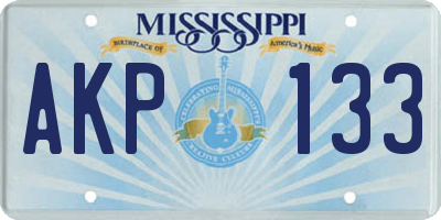 MS license plate AKP133