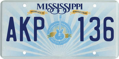 MS license plate AKP136