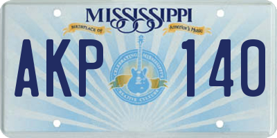 MS license plate AKP140