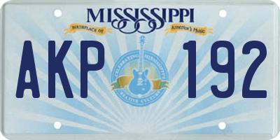 MS license plate AKP192