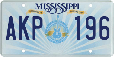 MS license plate AKP196