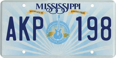 MS license plate AKP198