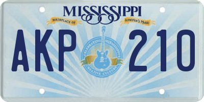 MS license plate AKP210