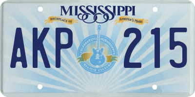 MS license plate AKP215