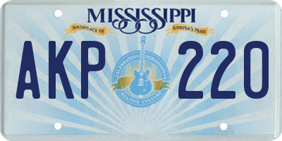 MS license plate AKP220