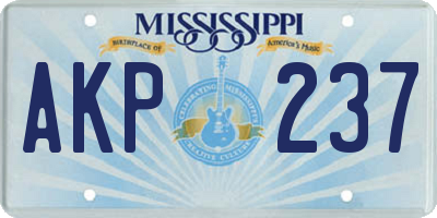 MS license plate AKP237