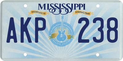 MS license plate AKP238