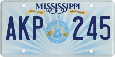 MS license plate AKP245
