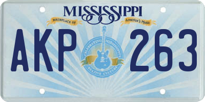MS license plate AKP263