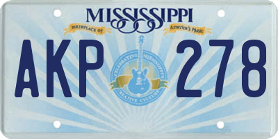 MS license plate AKP278