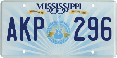 MS license plate AKP296
