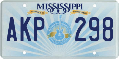 MS license plate AKP298