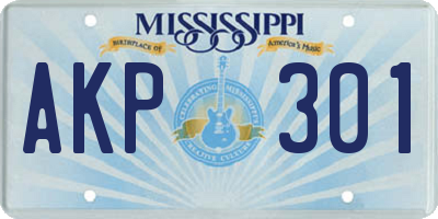 MS license plate AKP301